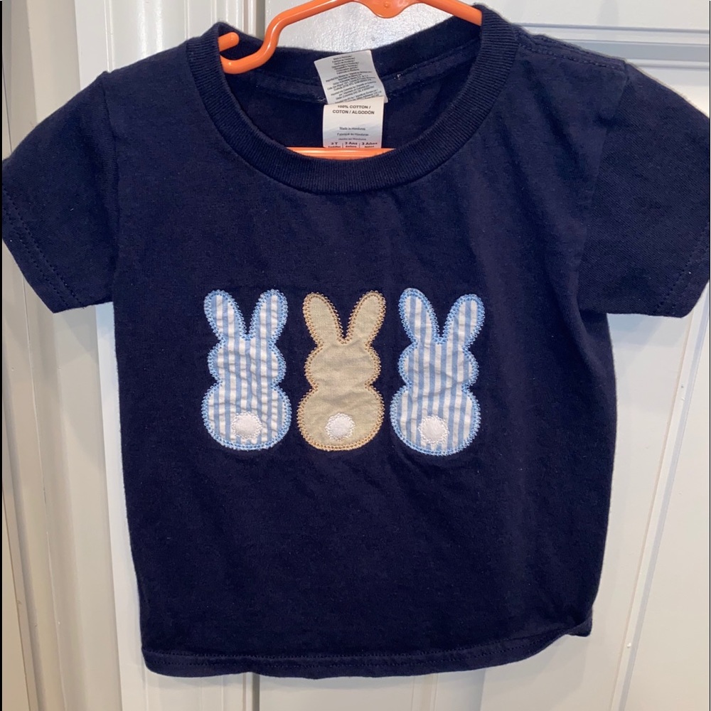 Navy bunny appliqué shirt. Never worn